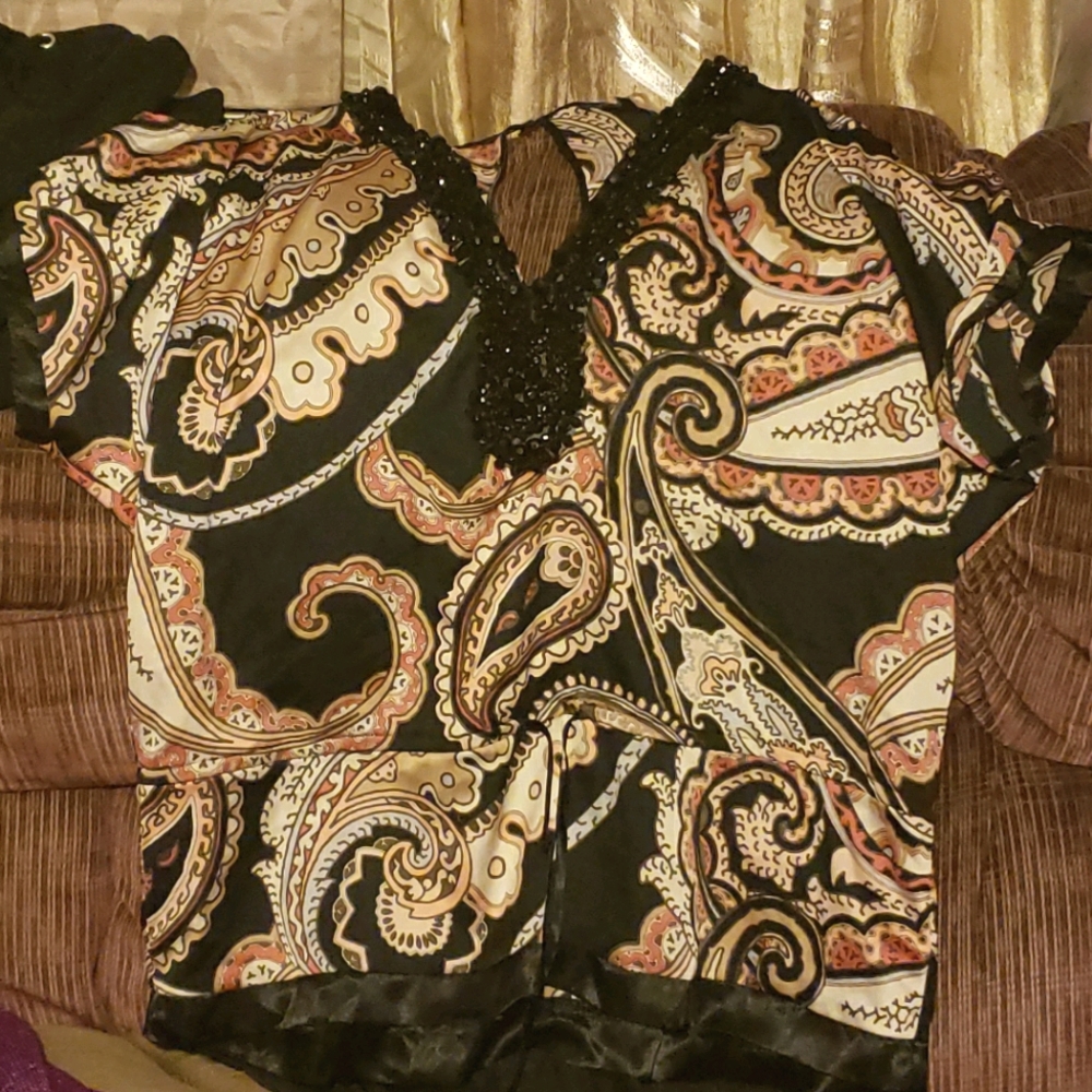 Baby Phat black beaded blouse